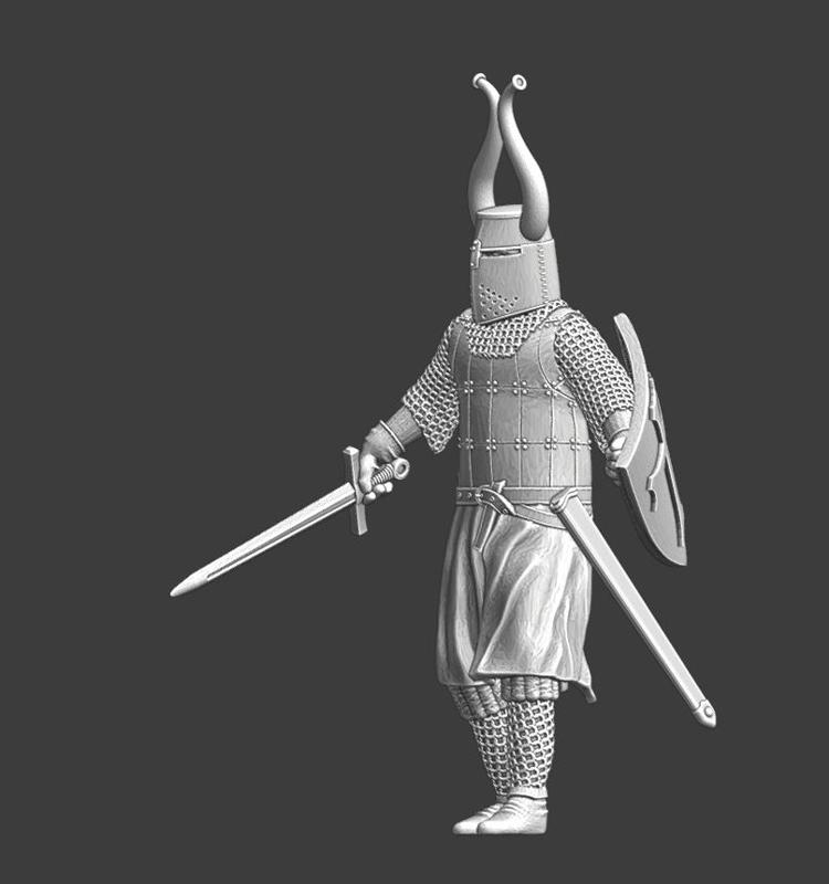 Medieval Teutonic Order Brother - crested helmet