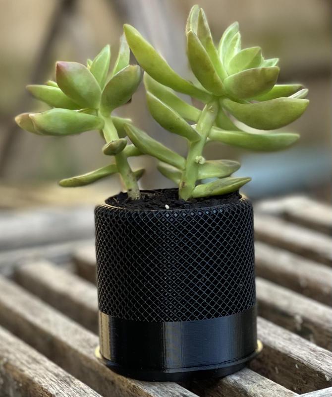 Waffled Knurled Plant Pot suits all types of plants with optional saucer and drain holes.