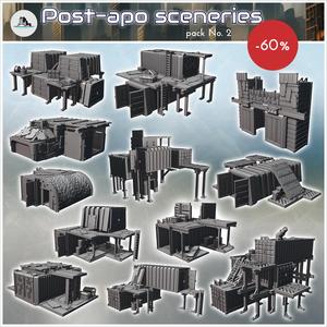 Post-apocalypse scenery pack No. 2 - Future Sci-Fi SF Post apocalyptic Tabletop Scifi 28mm 15mm 20mm Modern