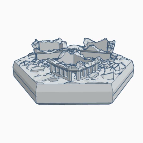 Sci-Fi Destroyed Building 23 Hex Map Scale HMSSFD023