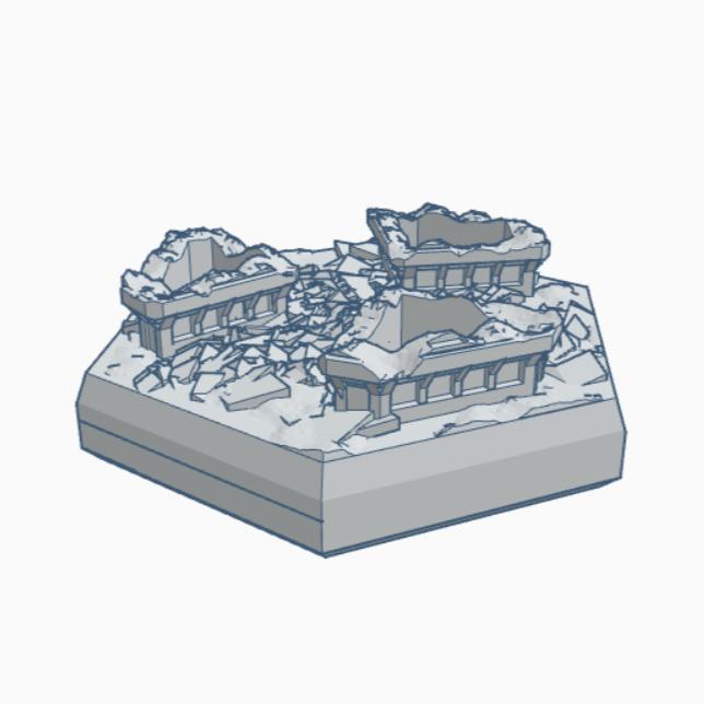 Sci-Fi Destroyed Building 25 Hex Map Scale HMSSFD025