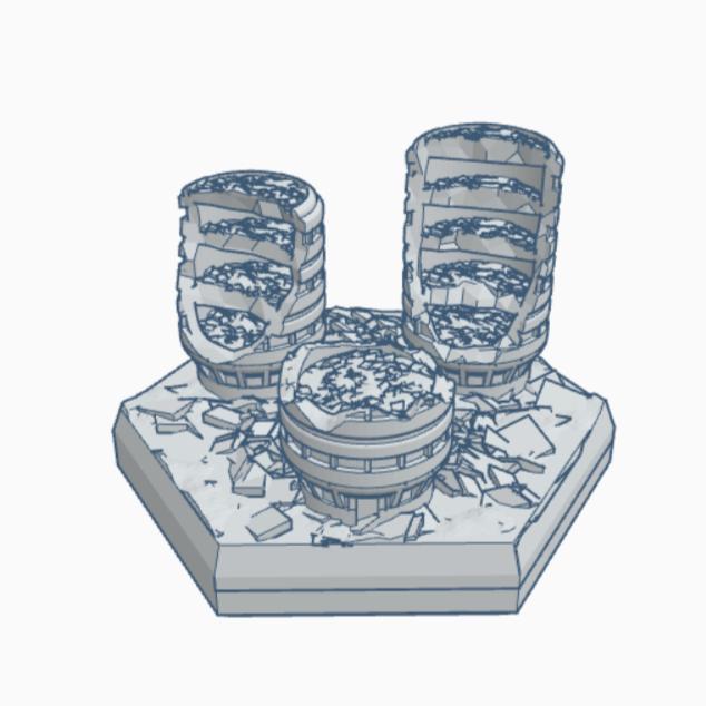 Sci-Fi Ruined Building 26 Hex Map Scale HMSSFR026