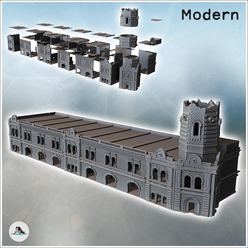 Large urban baroque-style fire station with corner tower (Stalingrad, USSR) (26) - Modern WW2 WW1 World War Diaroma Wargaming RPG Mini Hobby