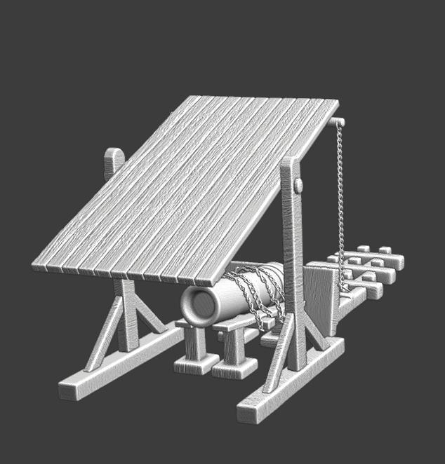 Large medieval bombard with protection