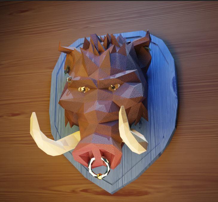 Low Poly Boar Head