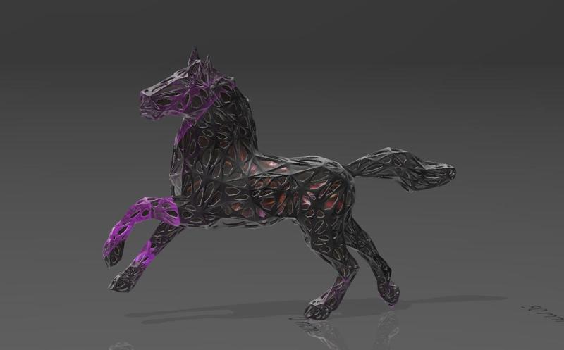 Horse Ready to Fight - Voronoi Style - Spider Web - LowPoly - Perfect Design - Easy Print - Decor
