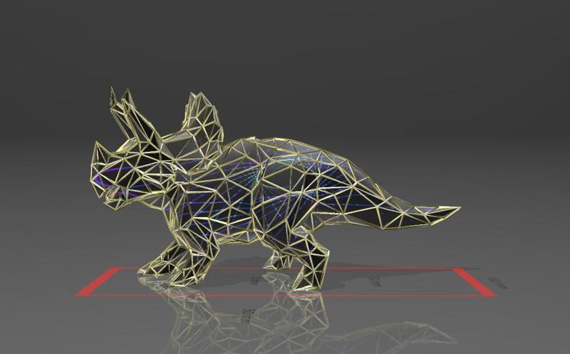 Triceratops - Low Voronoi Style - Single Spider Web - LowPoly - Perfect Design - Easy Print - Decor