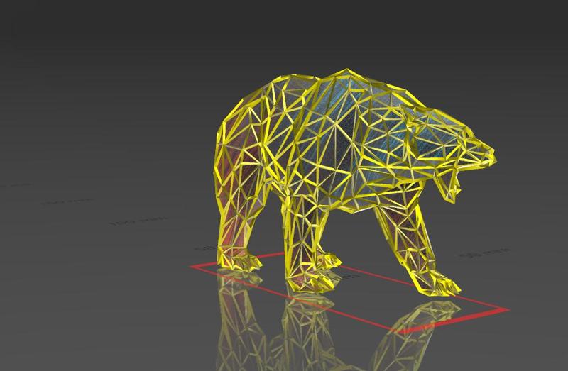 Walking Bear - Low Voronoi Style - Single Spider Web - LowPoly - Perfect Design - Easy Print - Decor