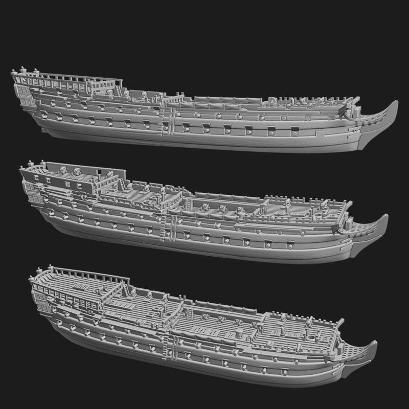 GB British "Large" 3rd rates (3-PACK; Ajax, Colossus, Revenge), (74 guns),  & Blender Exporter, AOA-GB-40