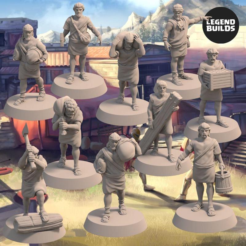 Dockworkers of The City of Eros Bundle (10 unique miniatures) - 3D Printable Miniatures