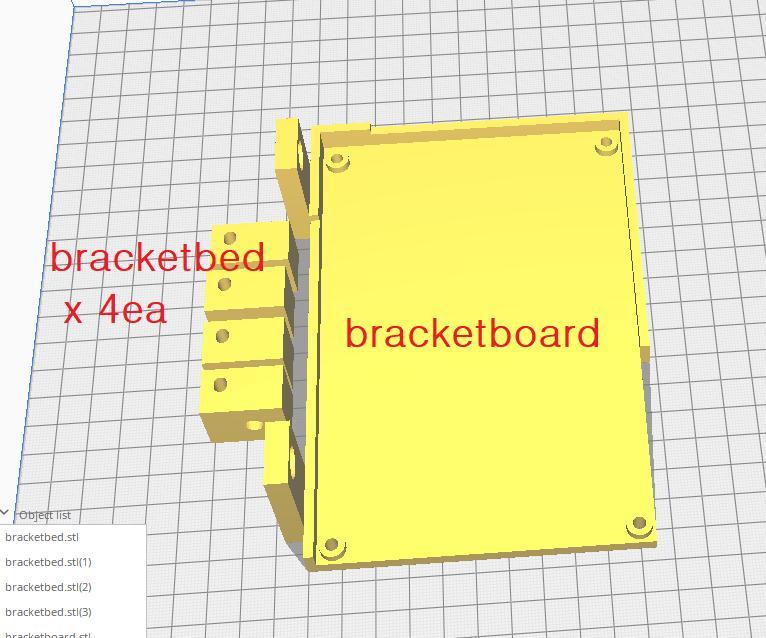 Bracket with bed, board