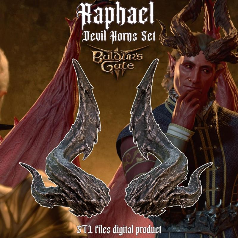 Fantasy Devil Raphael/Haarlep Incubus Horns Set Baldurs Gate 3