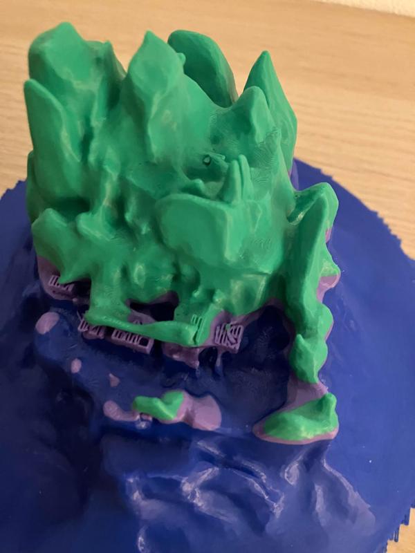 Mountainous terrain designed by a blind person