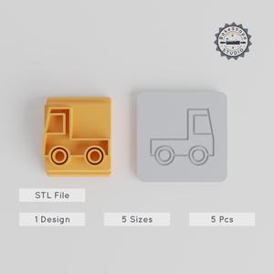 Truck Stamp Tile Set, 5 Sizes for Clay, Cookie & Fondant Crafting