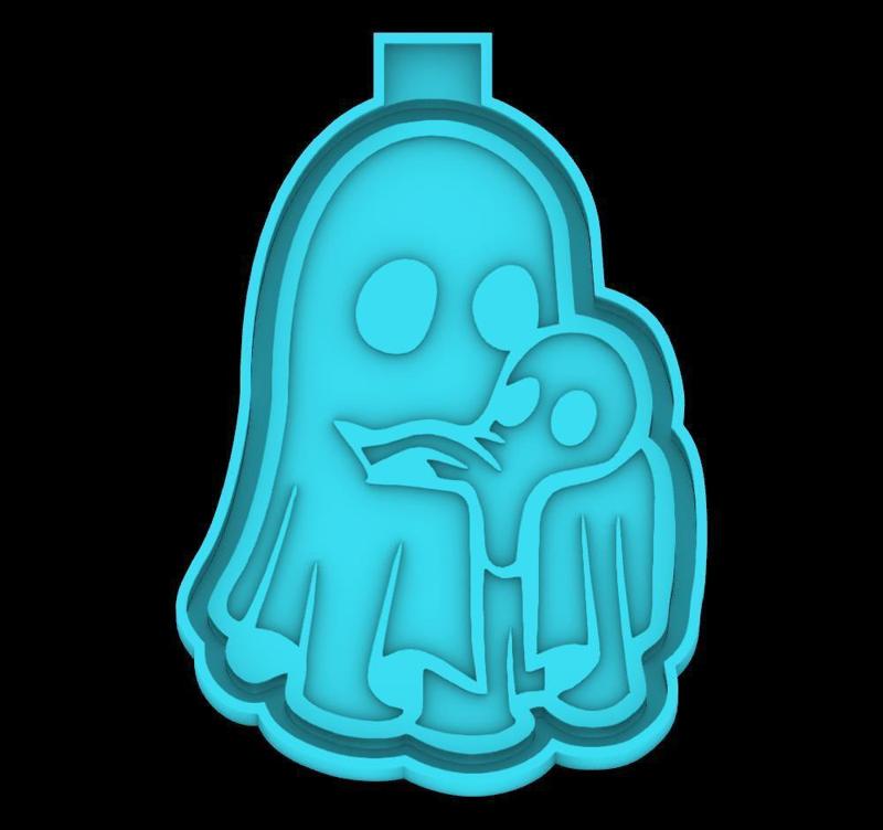 Ghost Father with his Baby Ghost - freshie mold - STL for silicone mold