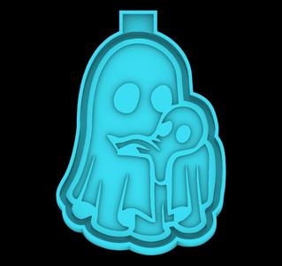 Ghost Father with his Baby Ghost - freshie mold - STL for silicone mold