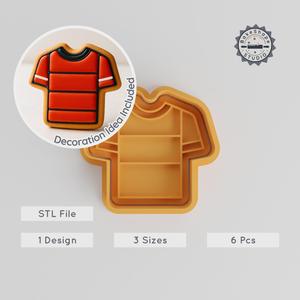 Soccer Jersey Cutter & Stamp Set, Perfect for Cookies & Fondant, Sportswear Themed, 6 Pieces, S/M/L Design