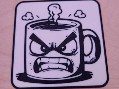 Coaster - Cartoon Angry Coffee Mug
