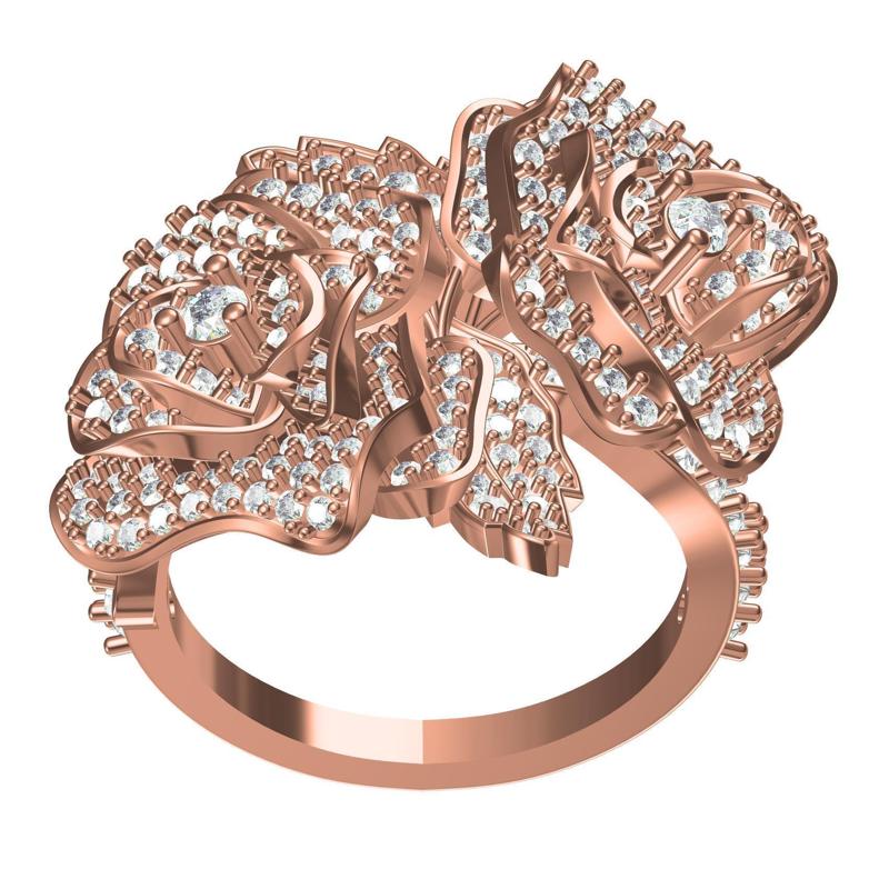 Multiple Rose Floral Design Cocktail Ring