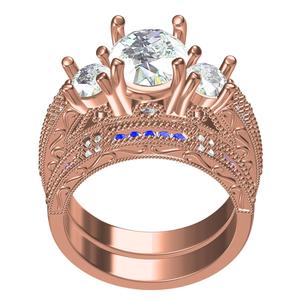 3 Stone Cathedral Engagement Ring With Band
