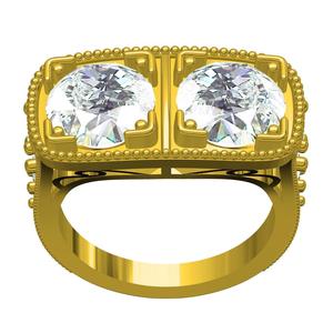 2 Round Stone Vintage Engagement Ring