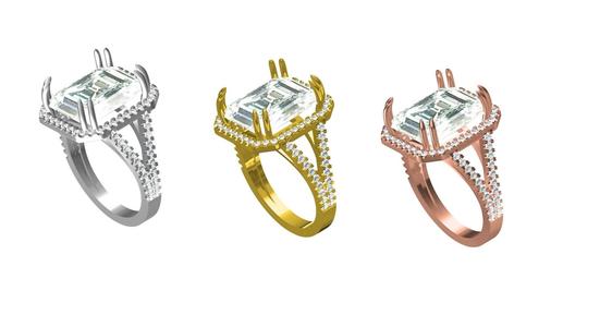 Emrald Cut Micro Pave Diamond Ring