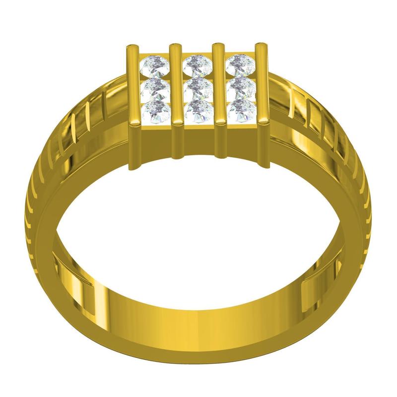 Classic Nine Diamond Bar Set Mens Ring