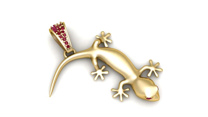 Ruby Gecko Gold Pendan  3d printable model