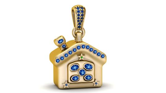 3D houes Gold Pendant 3D Printable Model