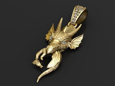 Gold dragon pendant 3D printable model