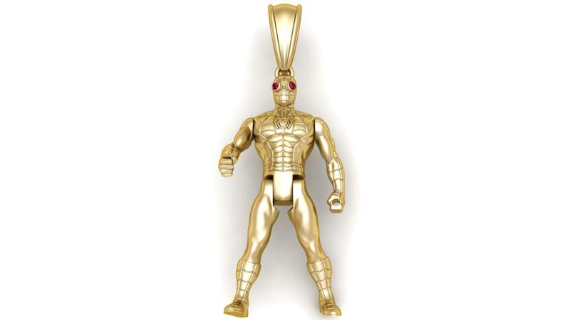 gold superhero pendant