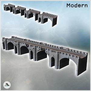 Modern modular brick bridge with multiple pillars and stone railing (7) - Modern WW2 WW1 World War Diaroma Wargaming RPG Mini Hobby