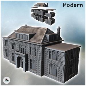 Modern stone hotel De Tafelberg (Oosterbeek, Netherlands) - Modern WW2 WW1 World War Diaroma Wargaming RPG Mini Hobby