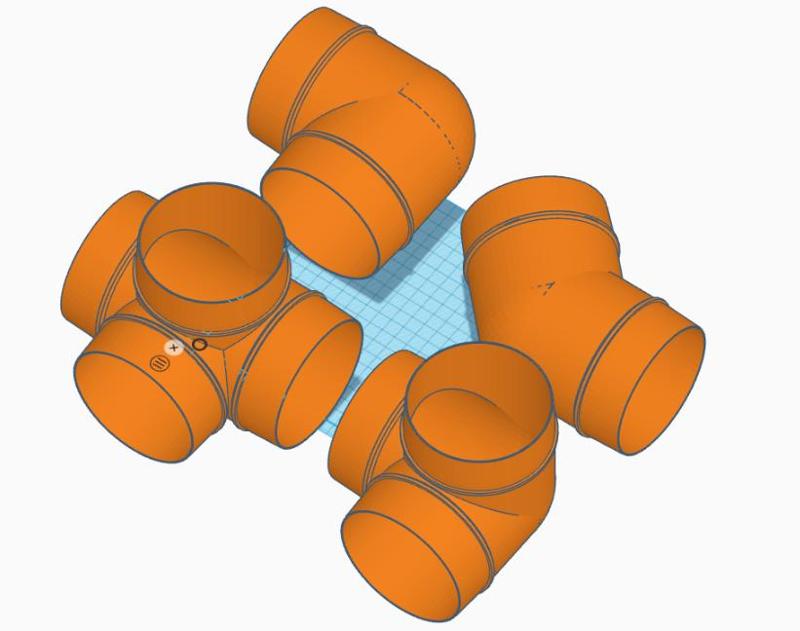 Ventilation Ø 100mm bend 90/135 degree and 1-to-2 and 1-to-3 V2