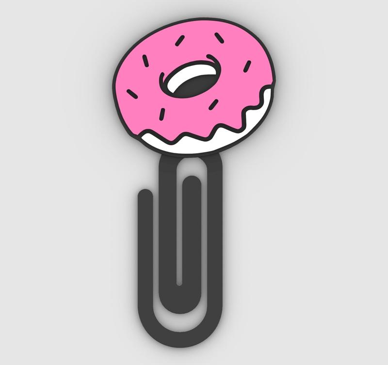 delicious donut - Paper clip, bookmark - 3MF pre-painted , STL