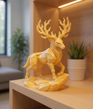 Suncrest Stag – Regal Low Poly Deer Statue