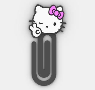 hello kitty - peace and Love - Paper clip, bookmark - 3MF pre-painted , STL