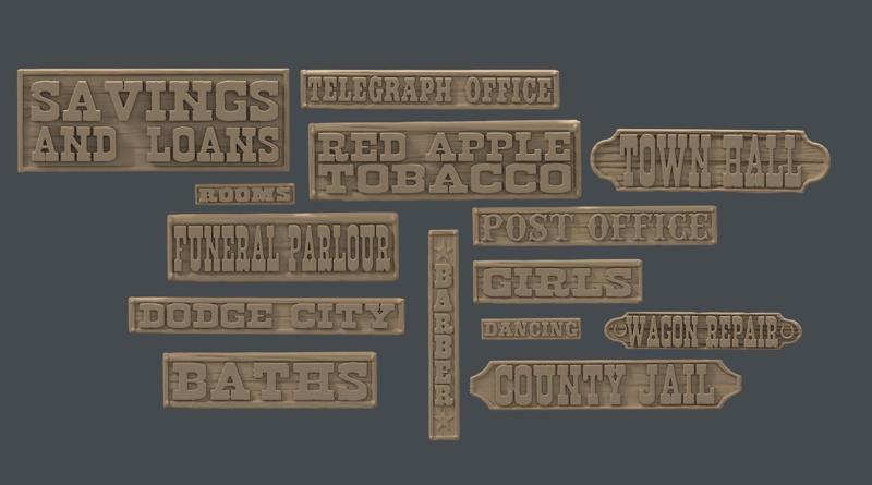 Old West extra Building signs.