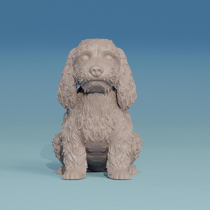 Cocker Spaniel Sentado – Figura 3D para Impresión Detallada