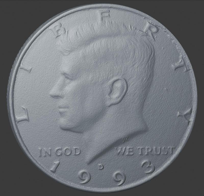 US, Half Dollar, Face Side, 3D Scan