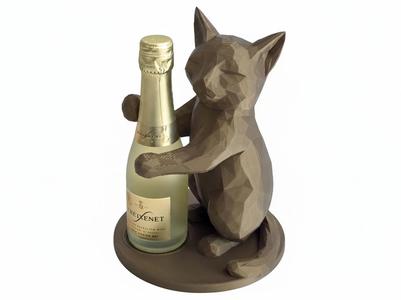 Low Poly Cat Bottle Stand Gift Idea