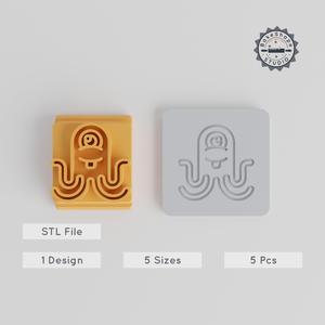 Tentacle Monster Stamp Tile Set, 5 Sizes, Alien & Fantasy Creature Design for Clay, Cookies & Fondant PRODUCT_3178