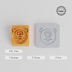 Circle Monster Stamp Tile Set, 5 Sizes, Perfect for Clay, Cookies & Fondant, Cute Cartoon Character Motif PRODUCT_3112