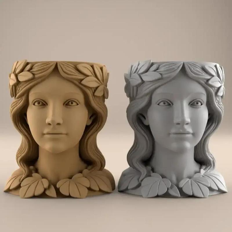 Woman Head Planter - urn - candy and candle container stl