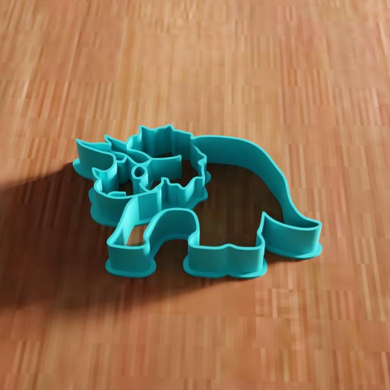 3D Dinosaur Triceratops Cookie Cutter STL File - 137