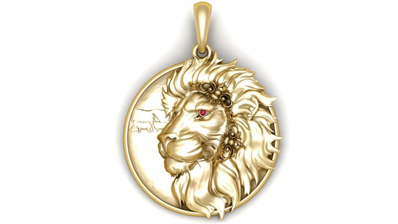 floral lion pendant  3D printable model
