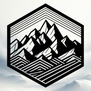 mountains hexagon art