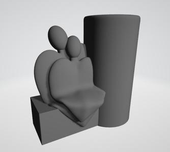 Love Heart couple flower vase stand sculpture abstract art