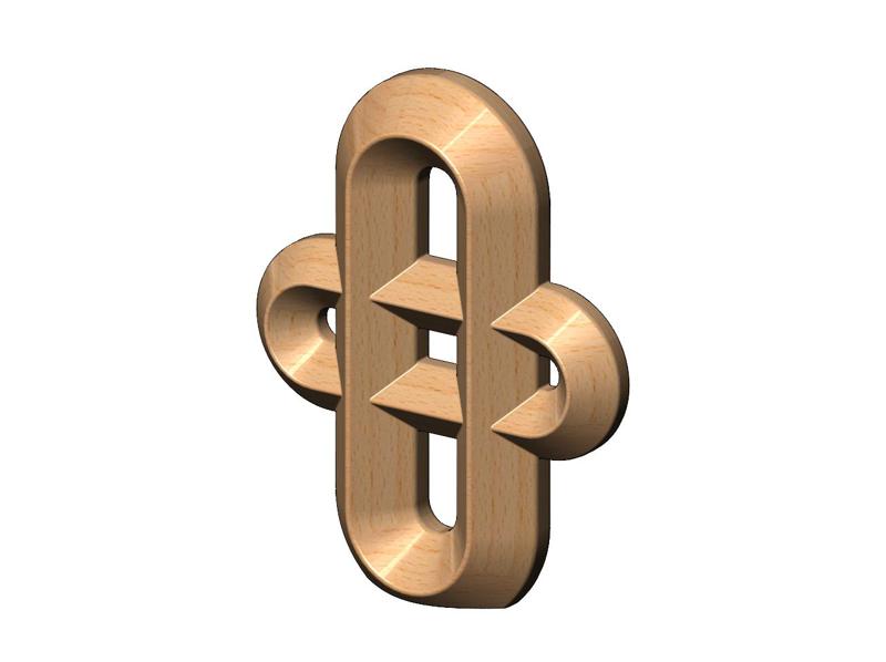 Crossed chamfered chain link art decor sculpture and relief 3D print model