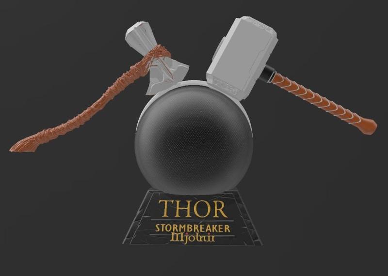 Suporte Alexa Echo Dot 4a e 5a Geração Stormbreaker e Mjolnir Hammer Thor